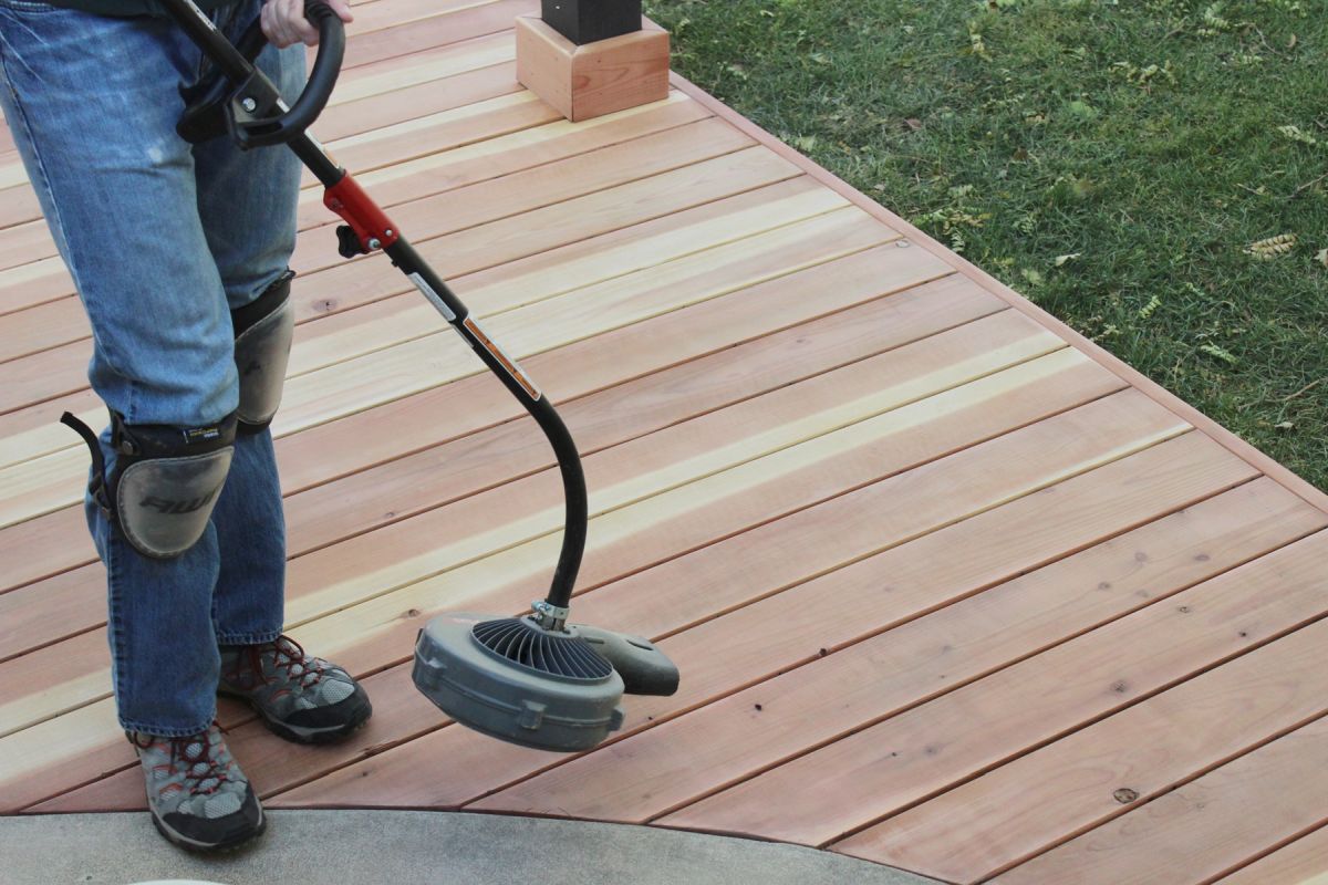 Stain and Seal a Redwood Deck blow dust