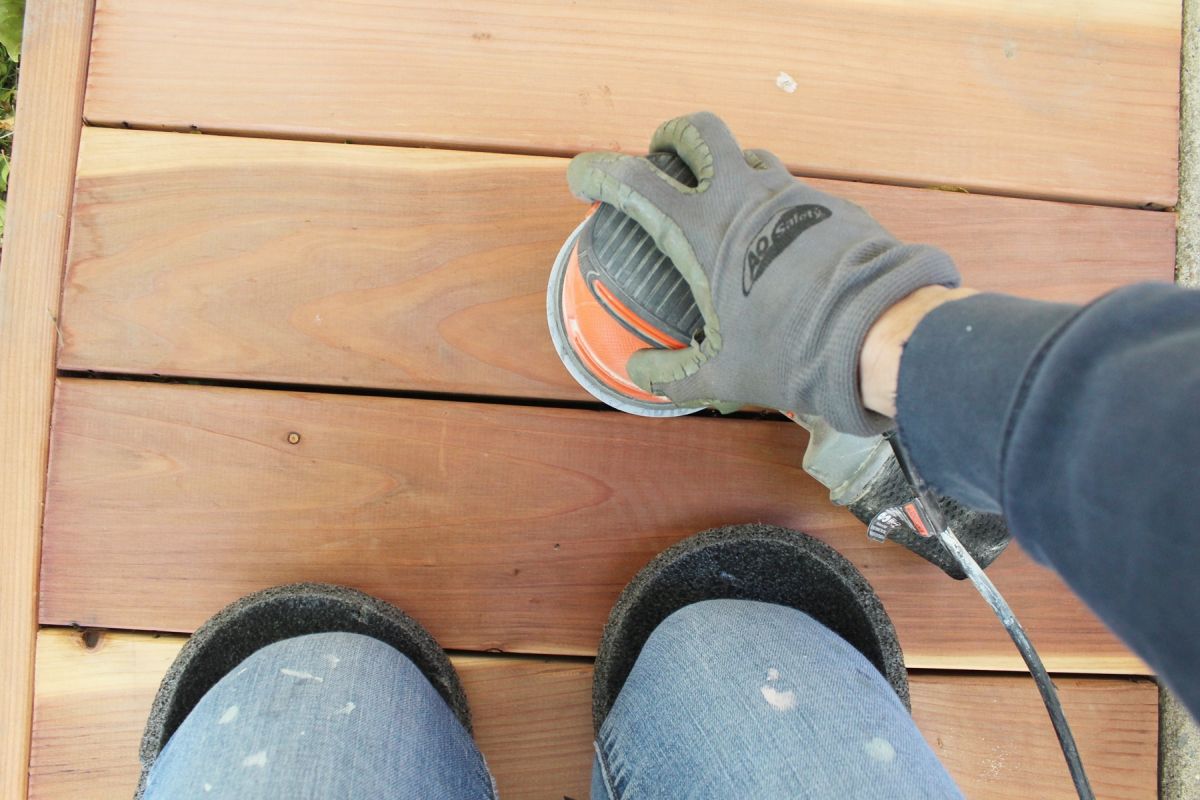 Stain and Seal a Redwood Deck sandpaper