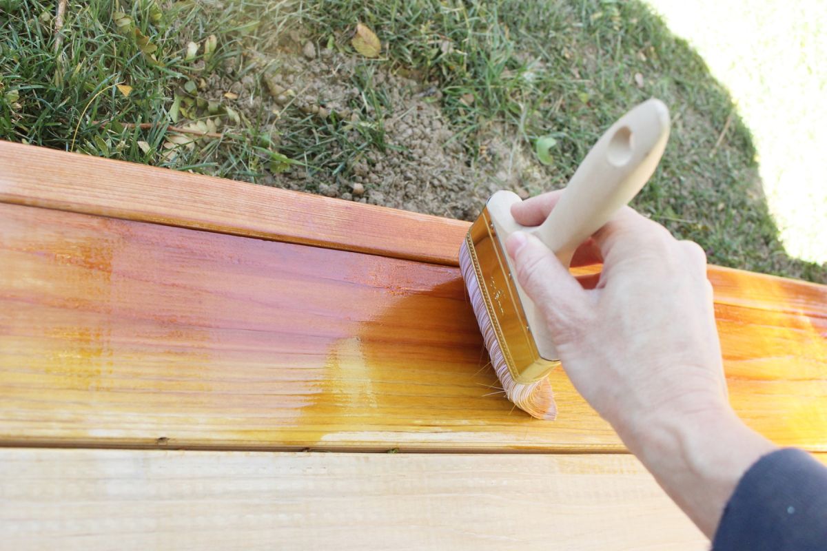 Stain and seal redwood deck