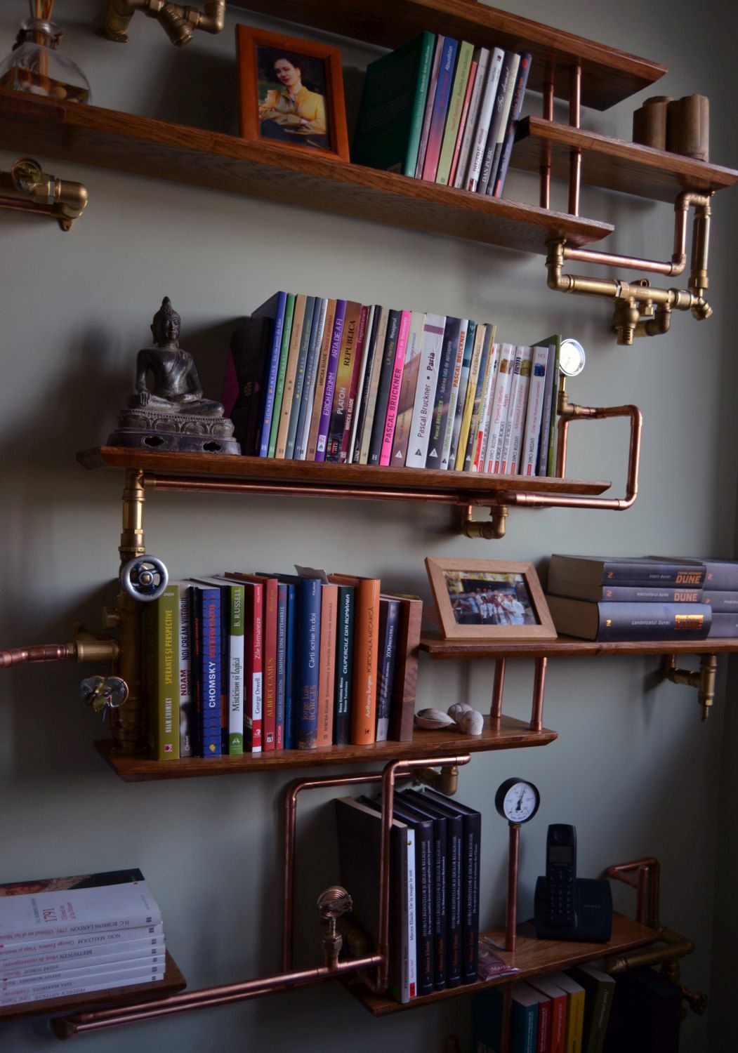 Steampunk industrial bookshelf