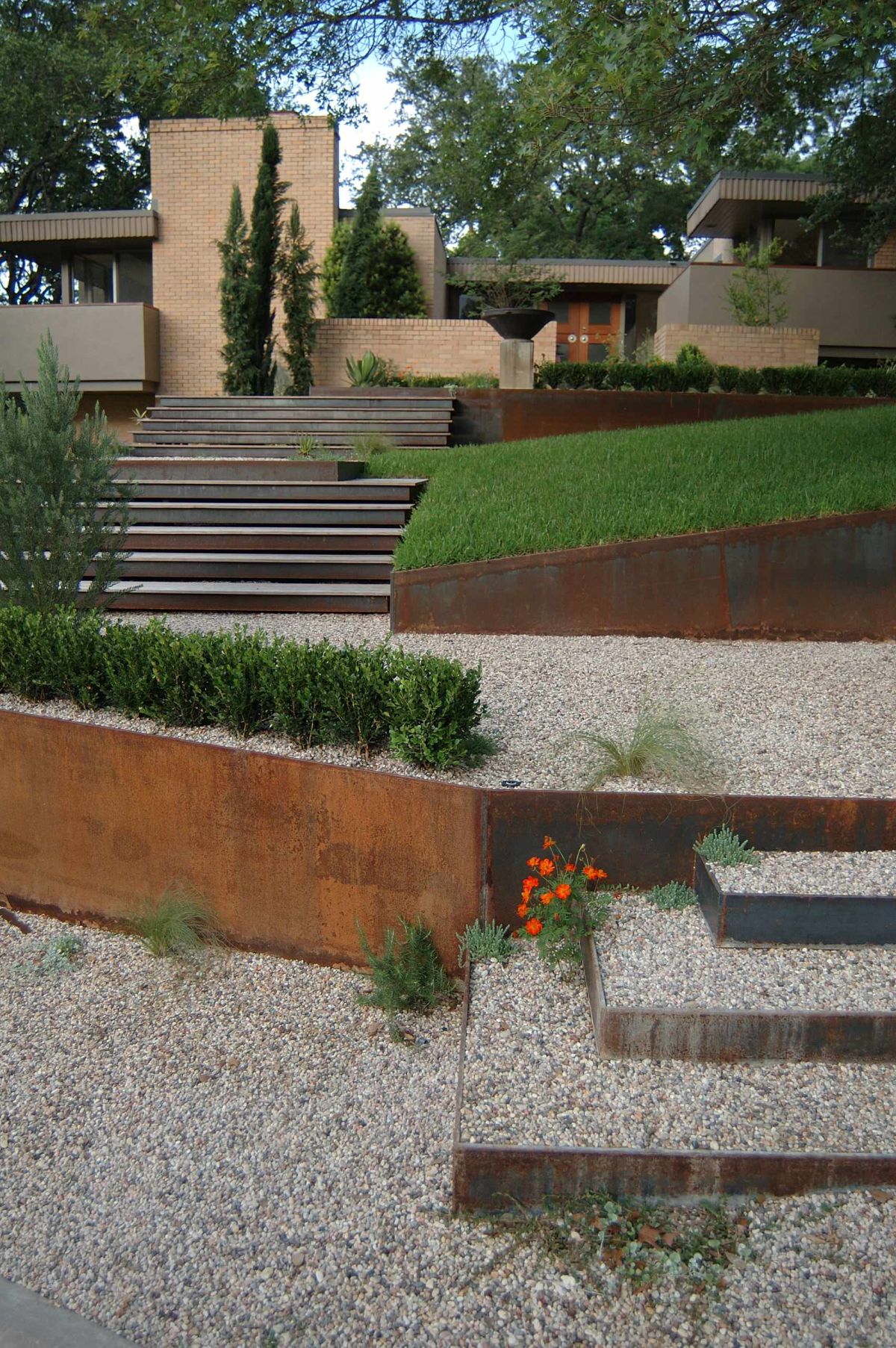 Steel Retaining Wall with Steps