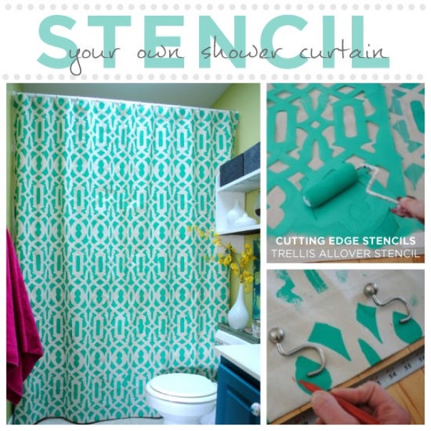 Stencil a Geometric Design on Your Shower Curtain