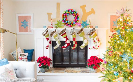 Stocking mantel decor