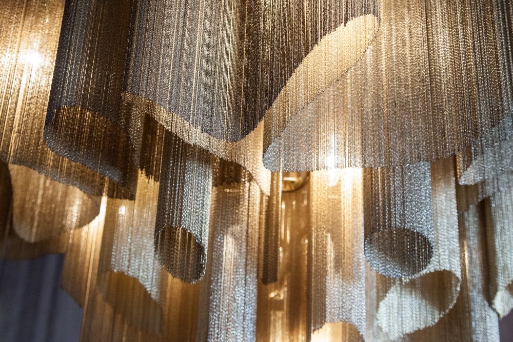 Stream suspension gold limited edition chandelier from Passerini London Design