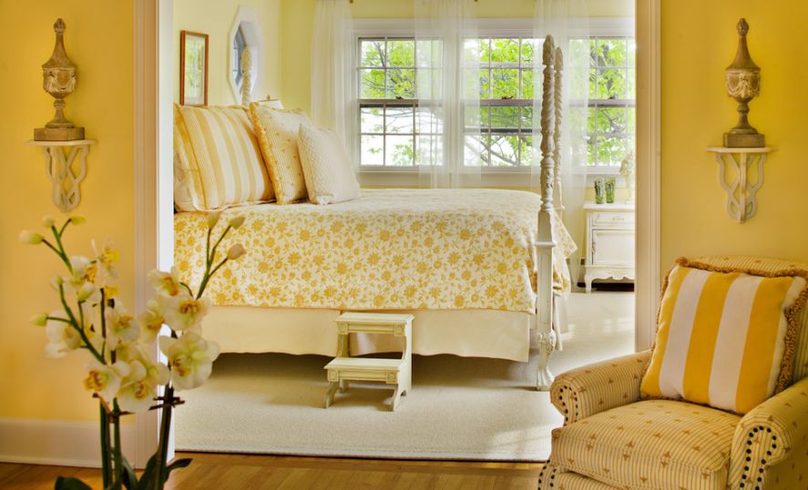 Style a monochromatic yellow bedroom