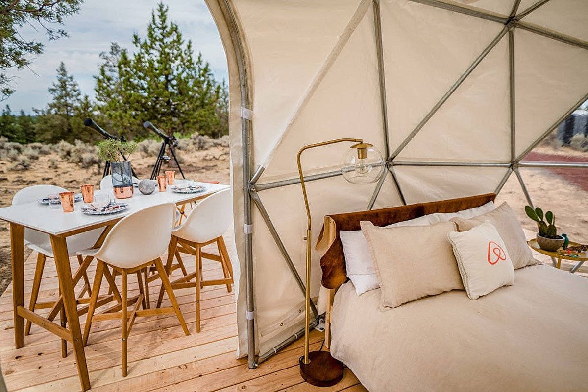 Stylish Geodesic Dome Bed Area