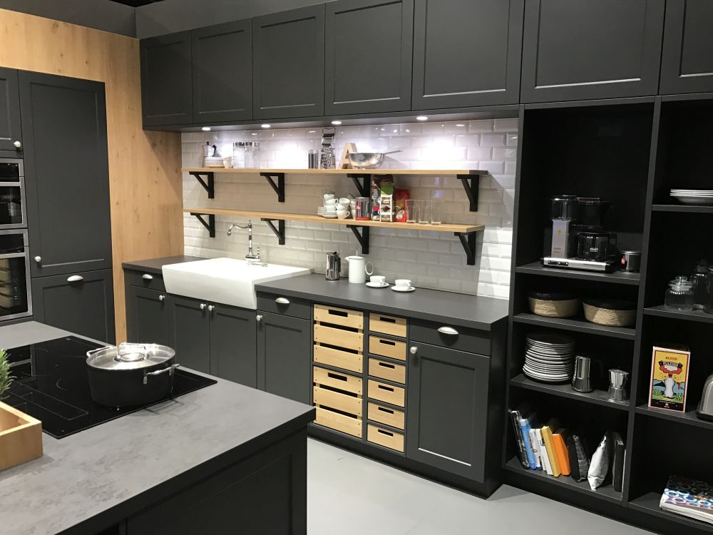 The backsplash shelves add valuable storage for spices, tools and the usual kitchen accessories