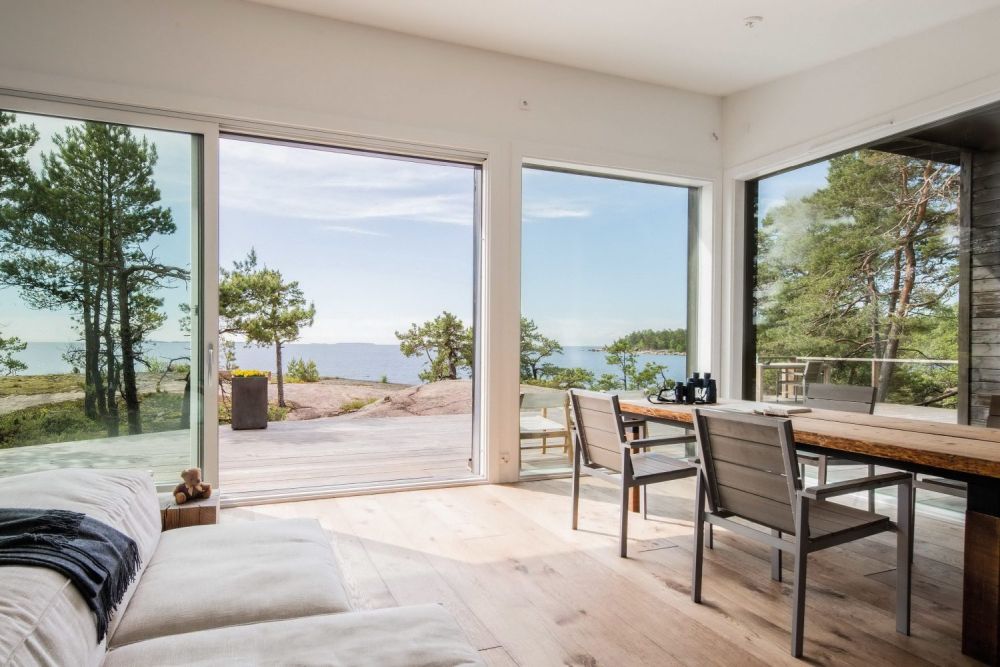 Summer House on the Baltic Sea Island by Pluspuu Oy view from living room
