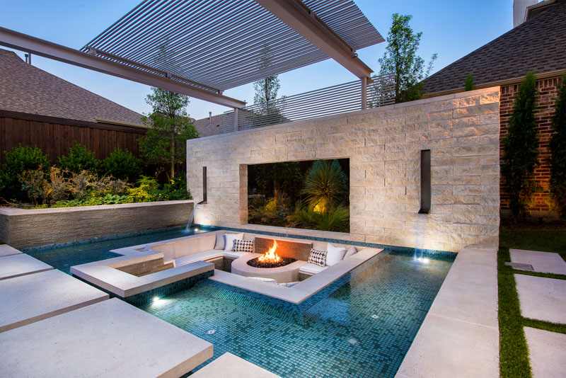 Sunken lounge pool and fire pit