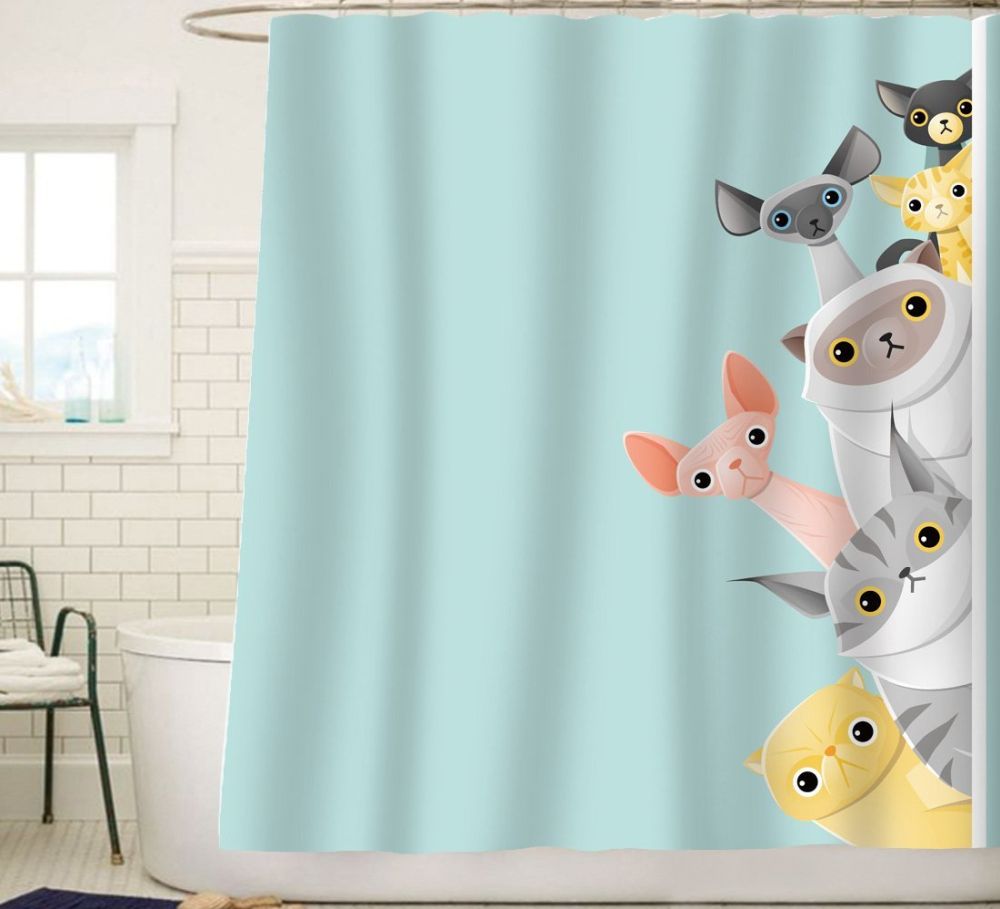 Sunlit Cute Striped Shorthair Peekaboo Cats Cartoon