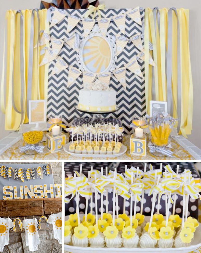 Sunshine themed baby shower party