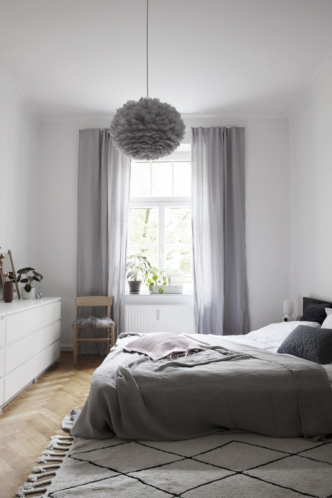 Swedish grey bedroom decor