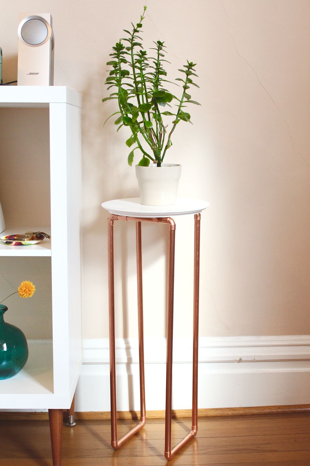 Tall copper side table