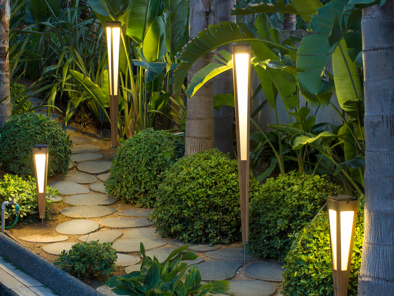 Teak style outdoor lighting