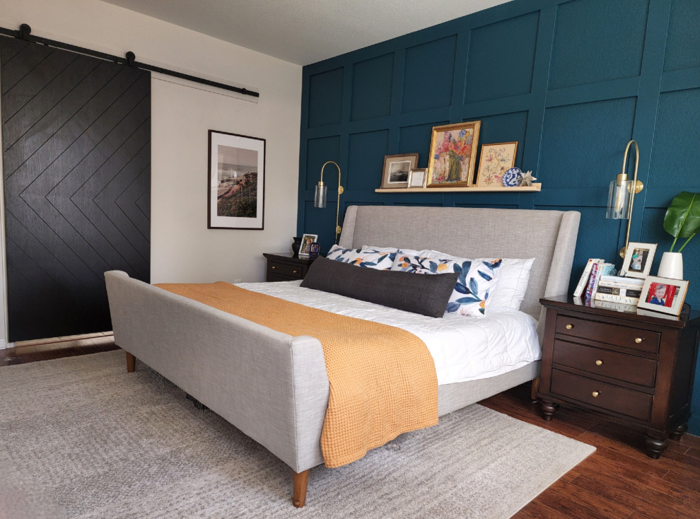 Teal Accent Wall in a Bedroom