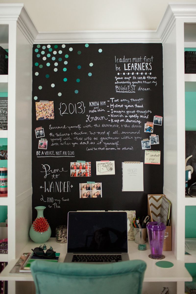 Teen bedroom chalkboard wall