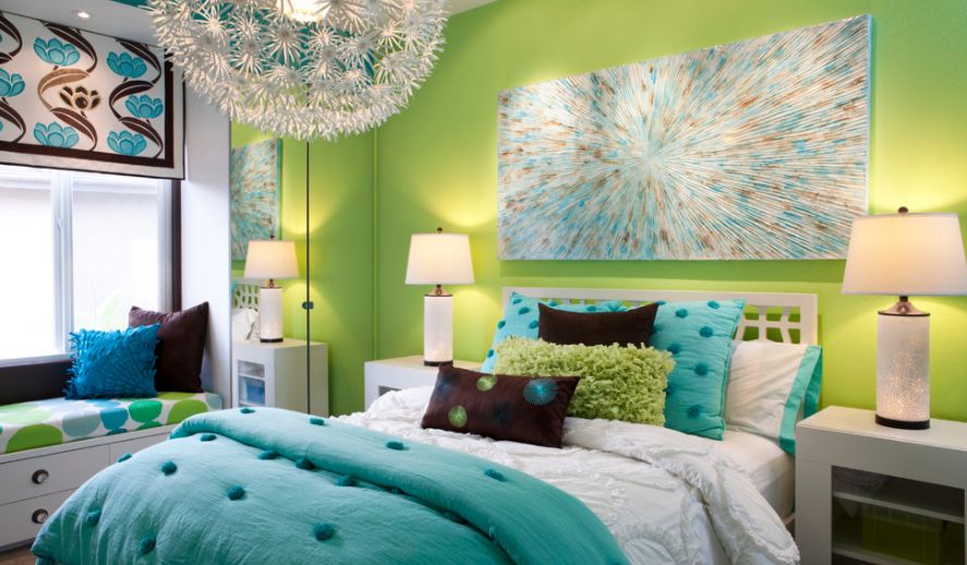 Teenage bedroom featuring bold colors