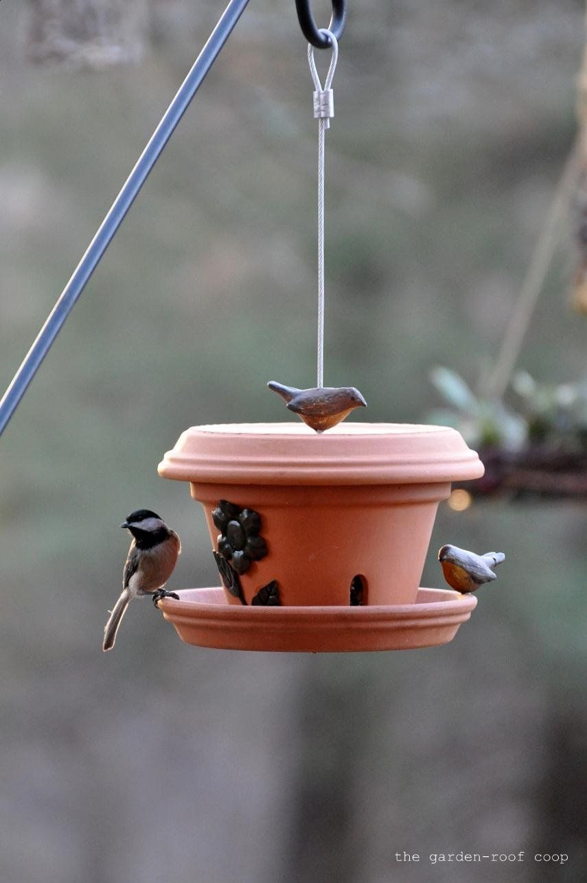 Terracotta flower pot feeder