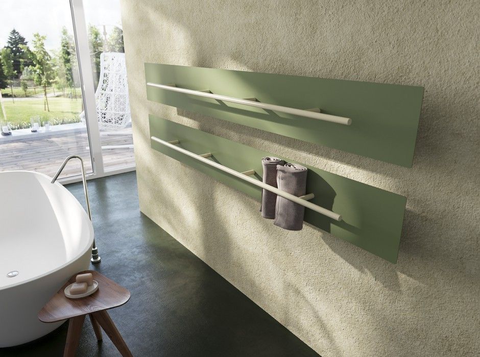 Teso modern radiator towel rack green color