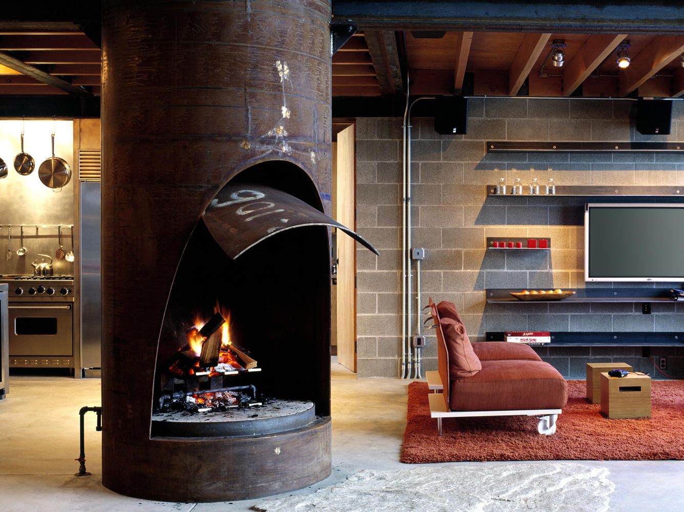 The Chicken Point Cabin by Olson Kundig Architects Fireplace