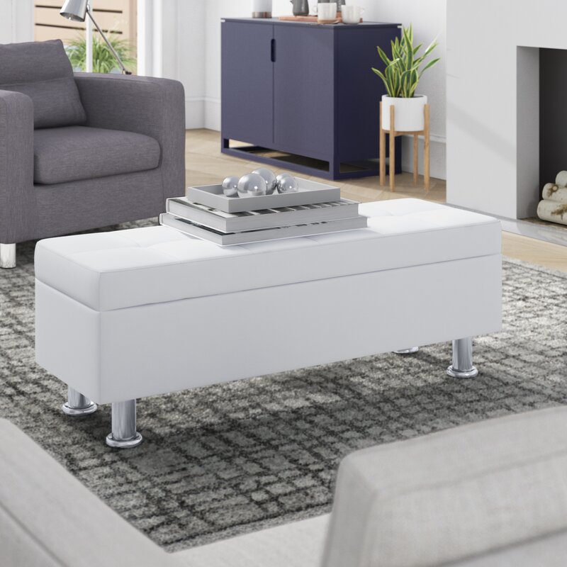 The Rosina storage ottoman with faux leather upholstery