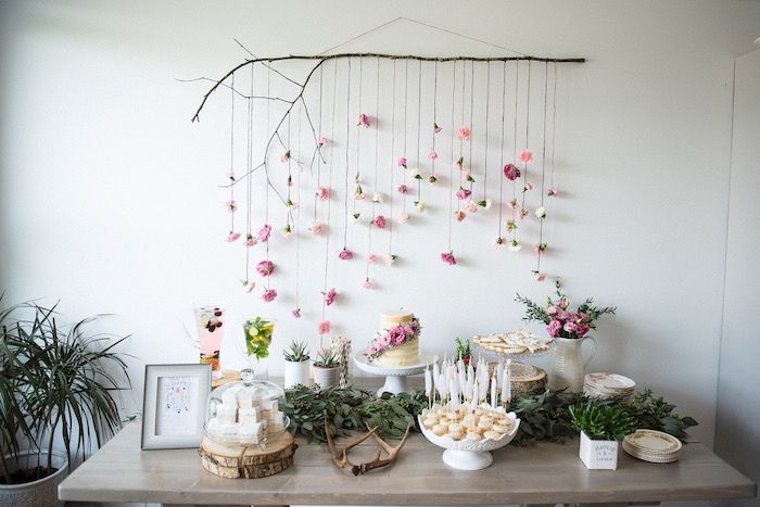 Throw a Fresh Flower Shower Table arrangement
