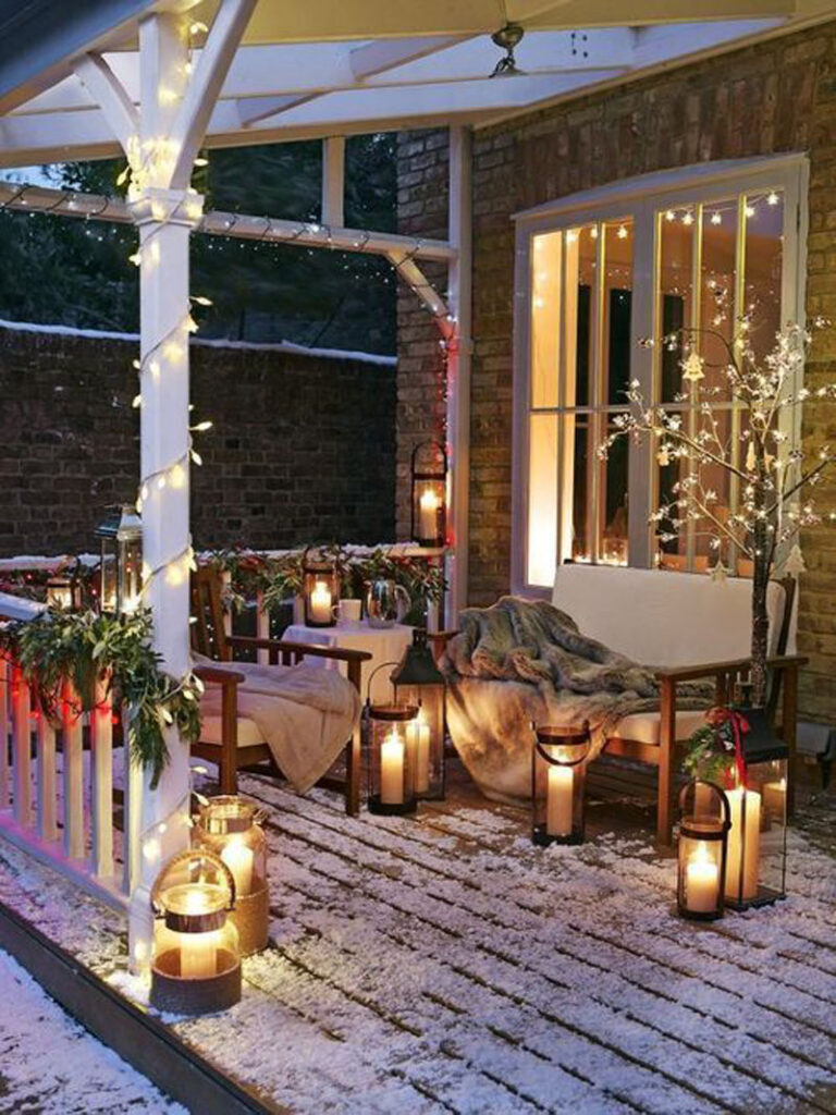 Tie Garland for a Festive Winter Patio