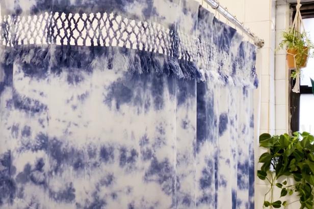 Tie dye Indigo Shower Curtain