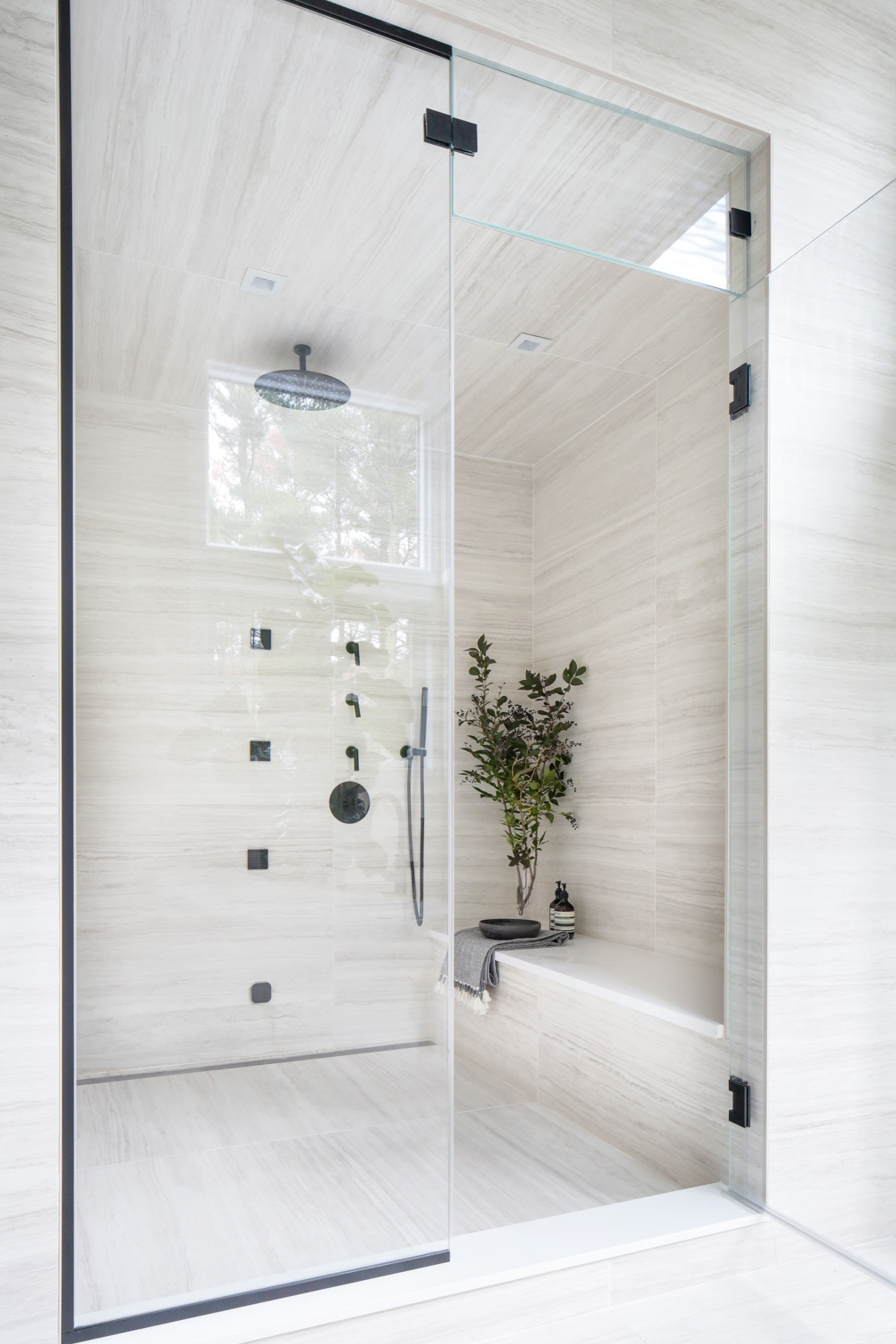 Tile Walk-In Shower With Bench