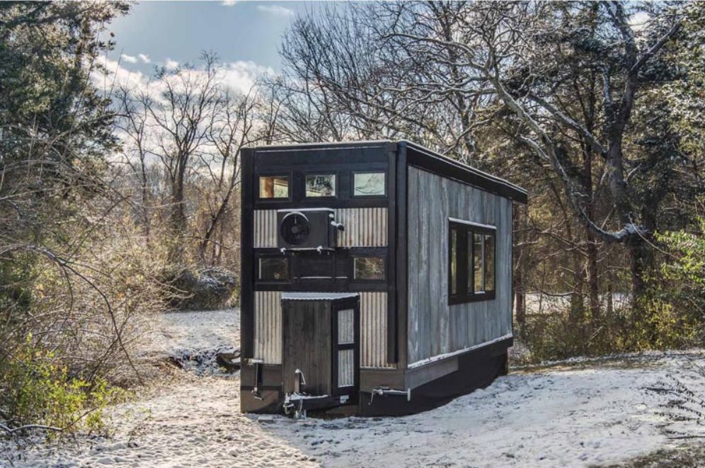 Tiny House With Corrugated Metal Siding exterior