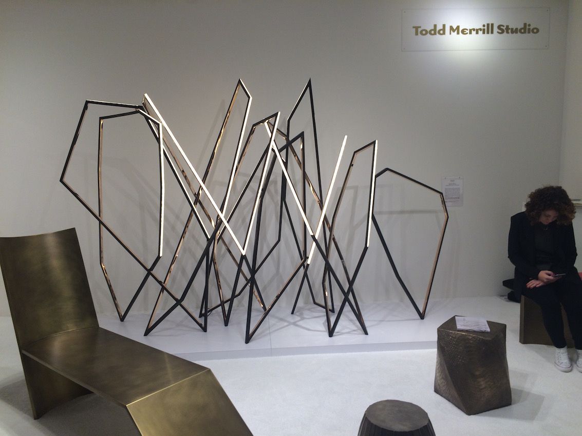 The focal point of the booth was Niamh Berry's light sculpture, "Walking." The Irish artist creates fine light sculptures and furniture, from a variety of materials.