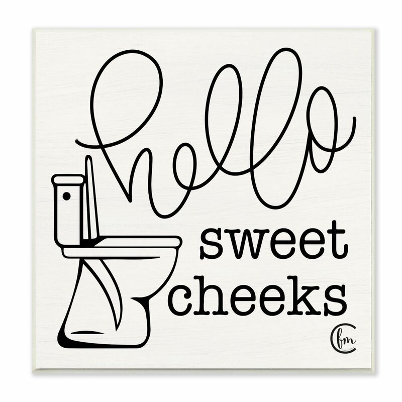 Toilet Hello Sweet Cheeks Black and White Curly