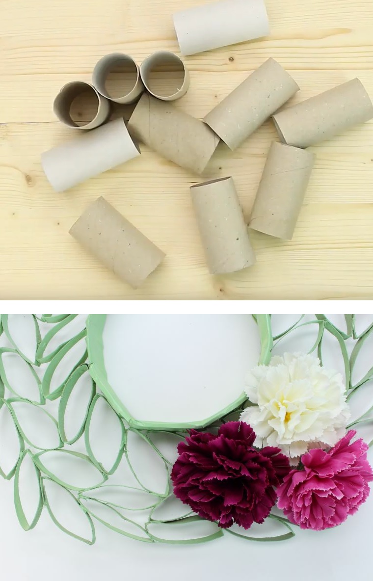 Toilet paper tubes wreath