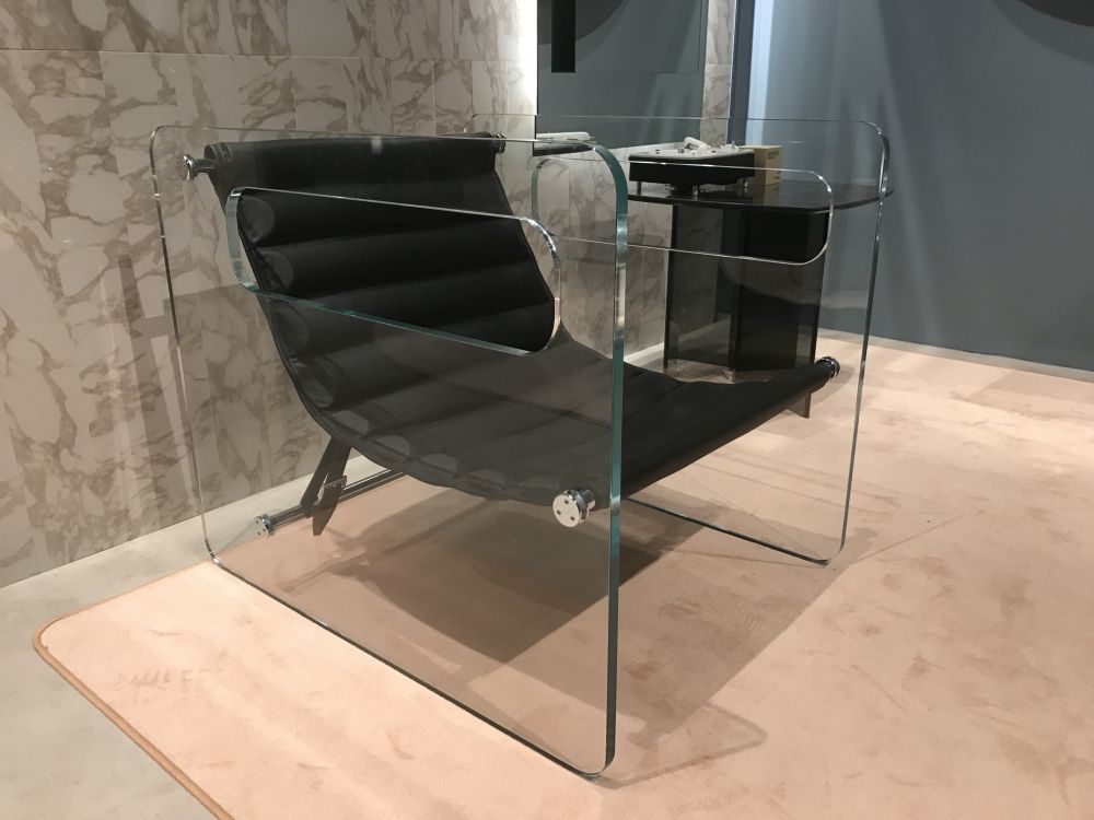 Tonelli design naked chair in glass and leather
