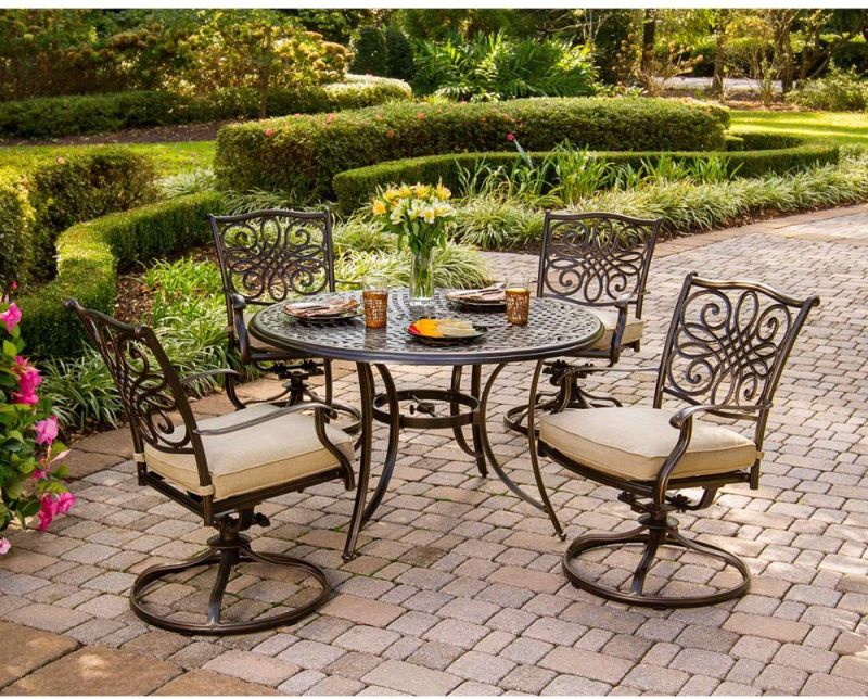 Traditions 5-Piece Deep-Cushioned Swivel-Rocker Dining Set