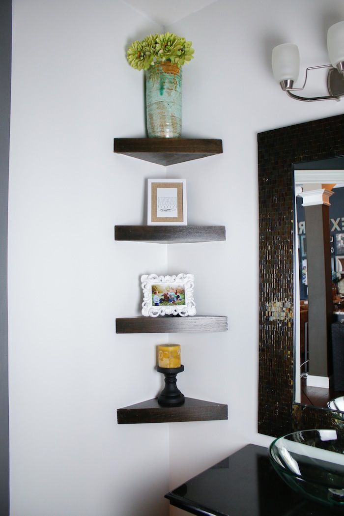 Triangle corner shelves