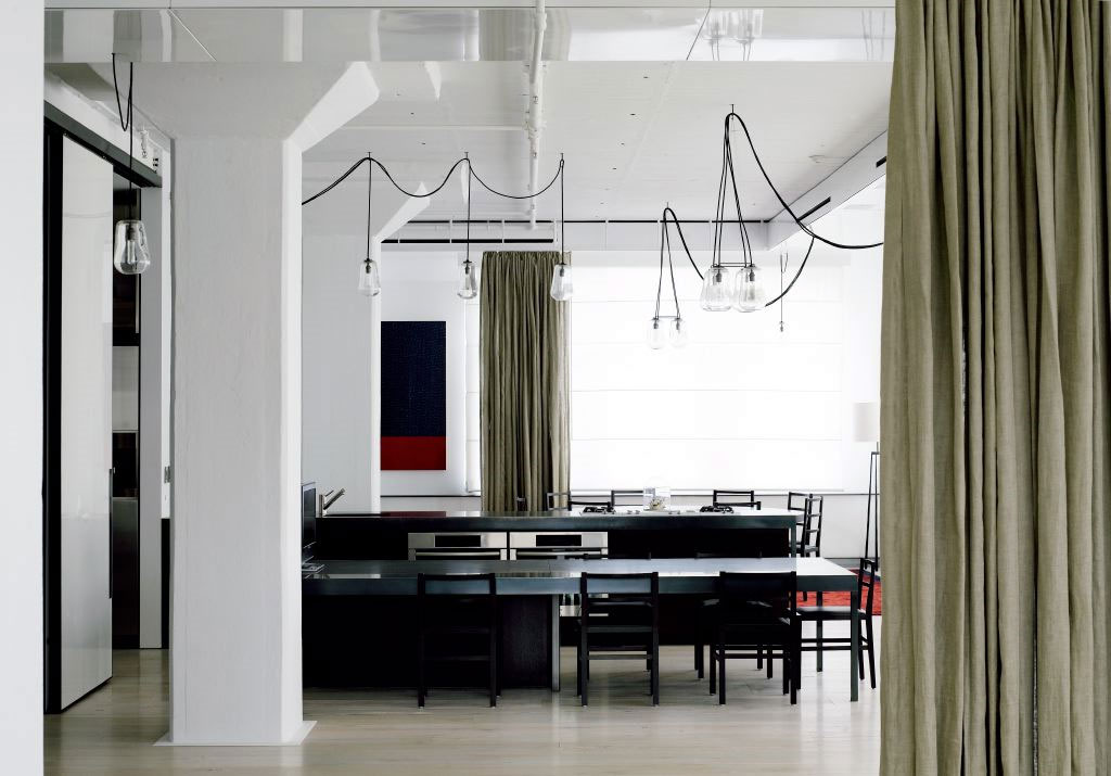 Tribeca loft room divider with curtains