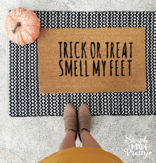 Trick or treat stenciled mat