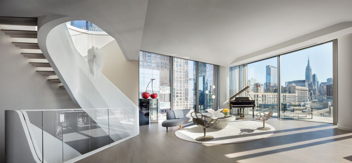 Expansive Views and a Full Rooftop Terrace Highlight Zaha Hadid NYC Penthouse