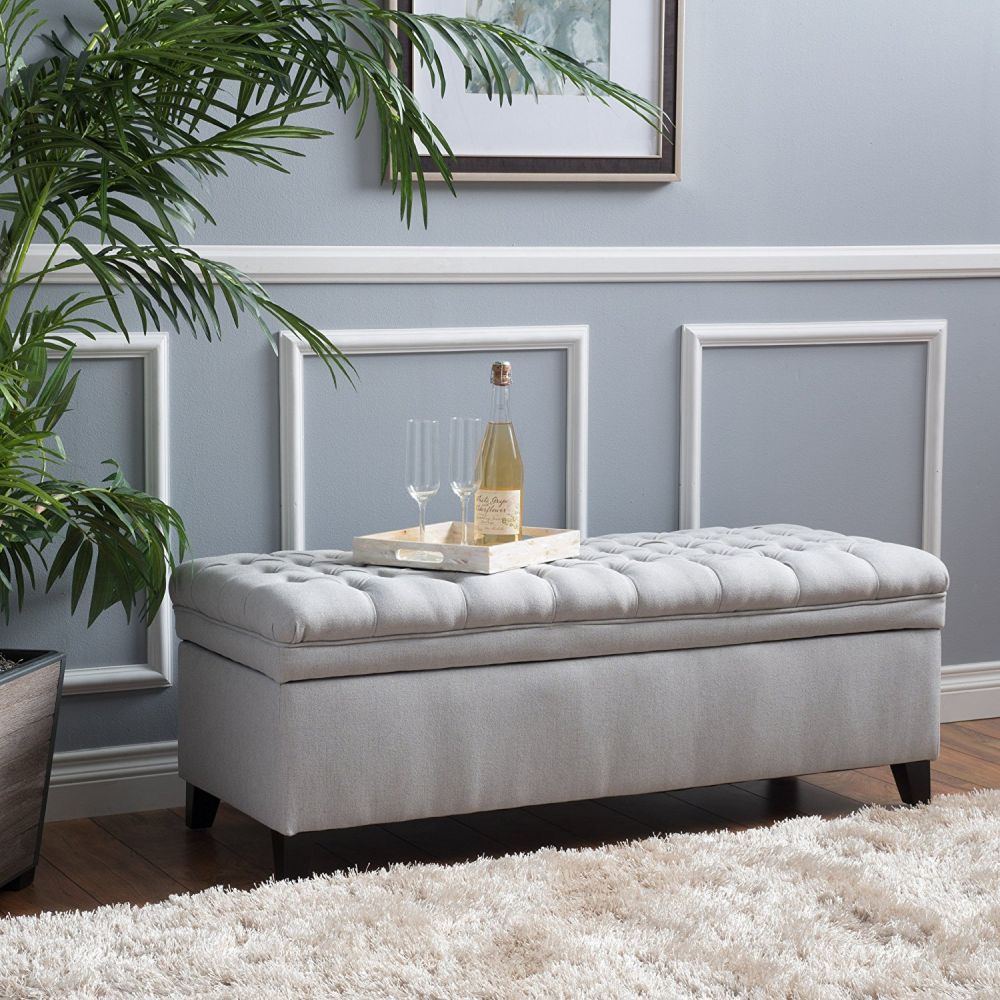 Tufted Fabric Storage Ottoman