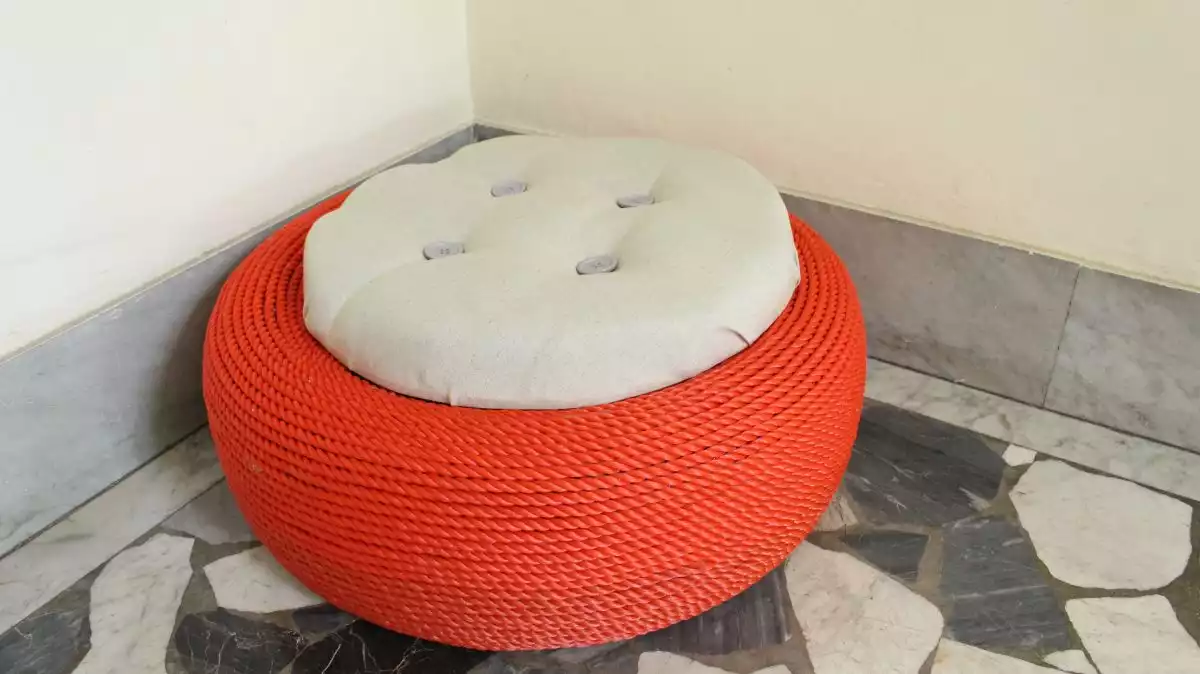 Turn A Discarded Tire Into A Cute Outdoor Storage Stool