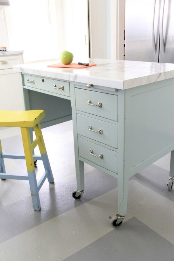 Turning an old desk into a kitchen island