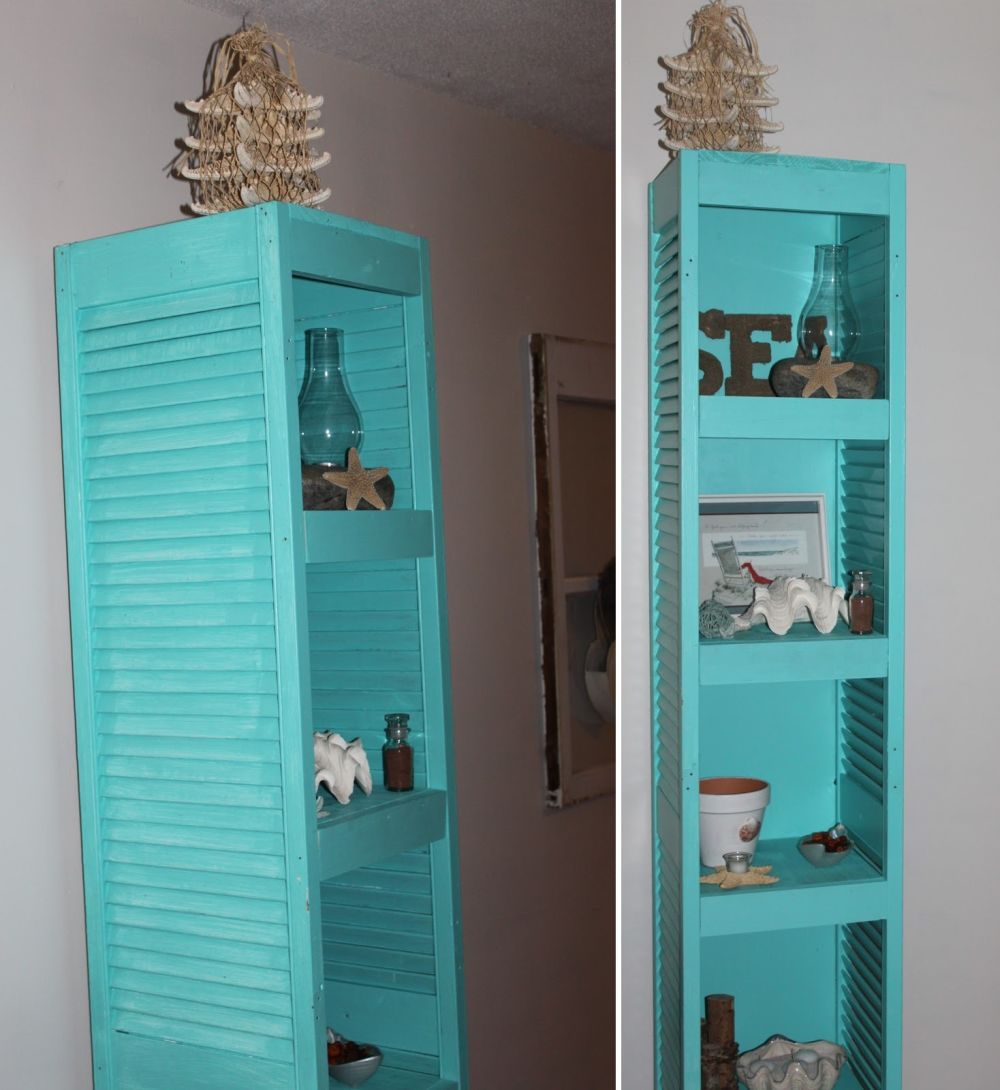 Turquise window shutters storage