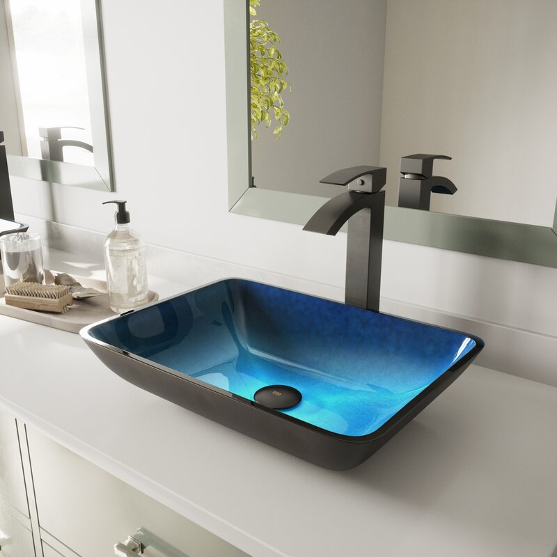 Turquoise Water Glass Handmade Vessel Sink