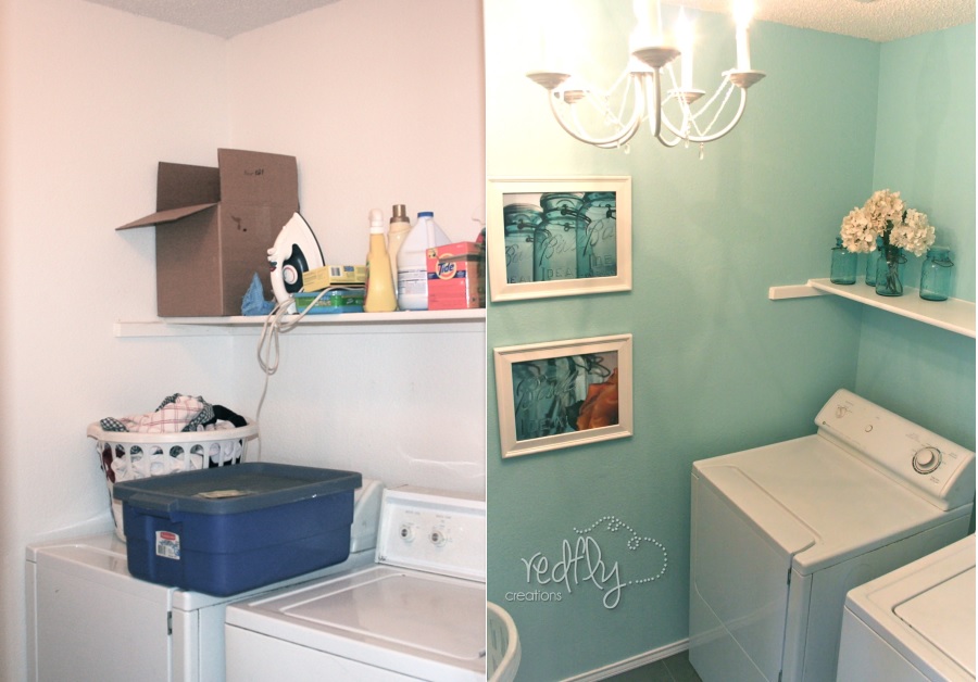 Turquoise laundry room decor