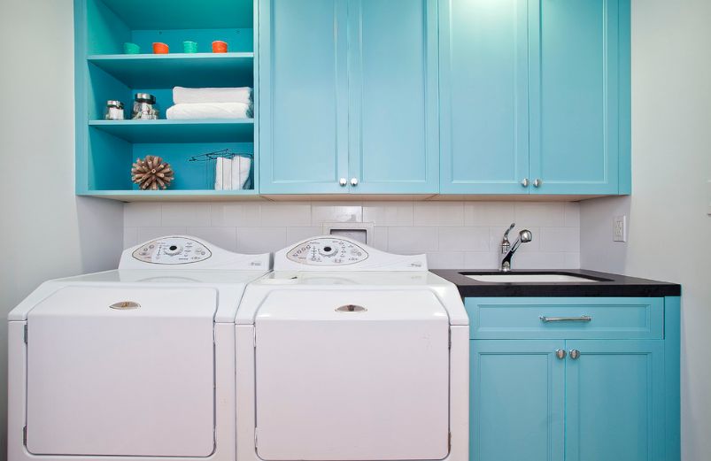 Turquoise washing machine