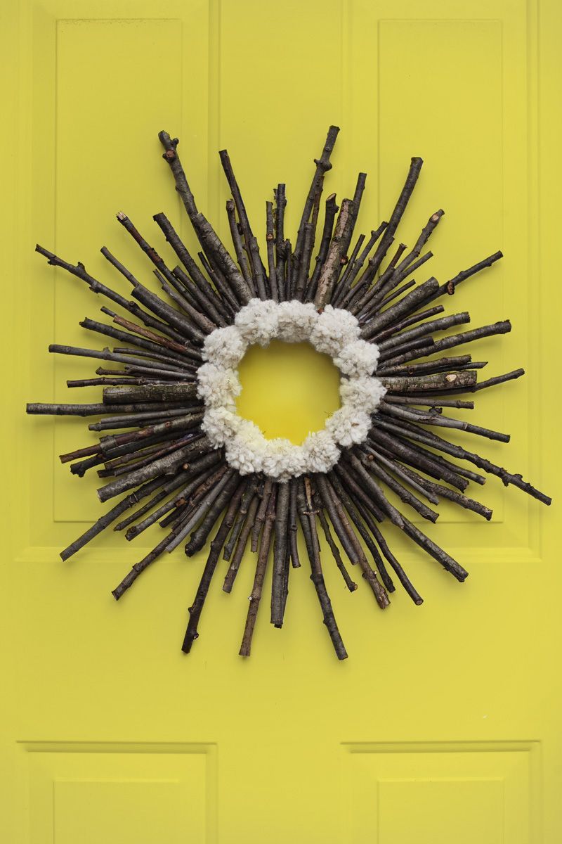 Twig and pompom fall wreath