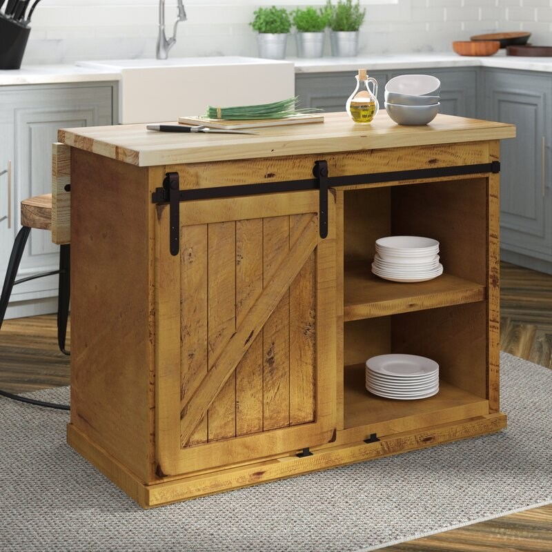 Uli Kitchen Island with Butcher Block Top