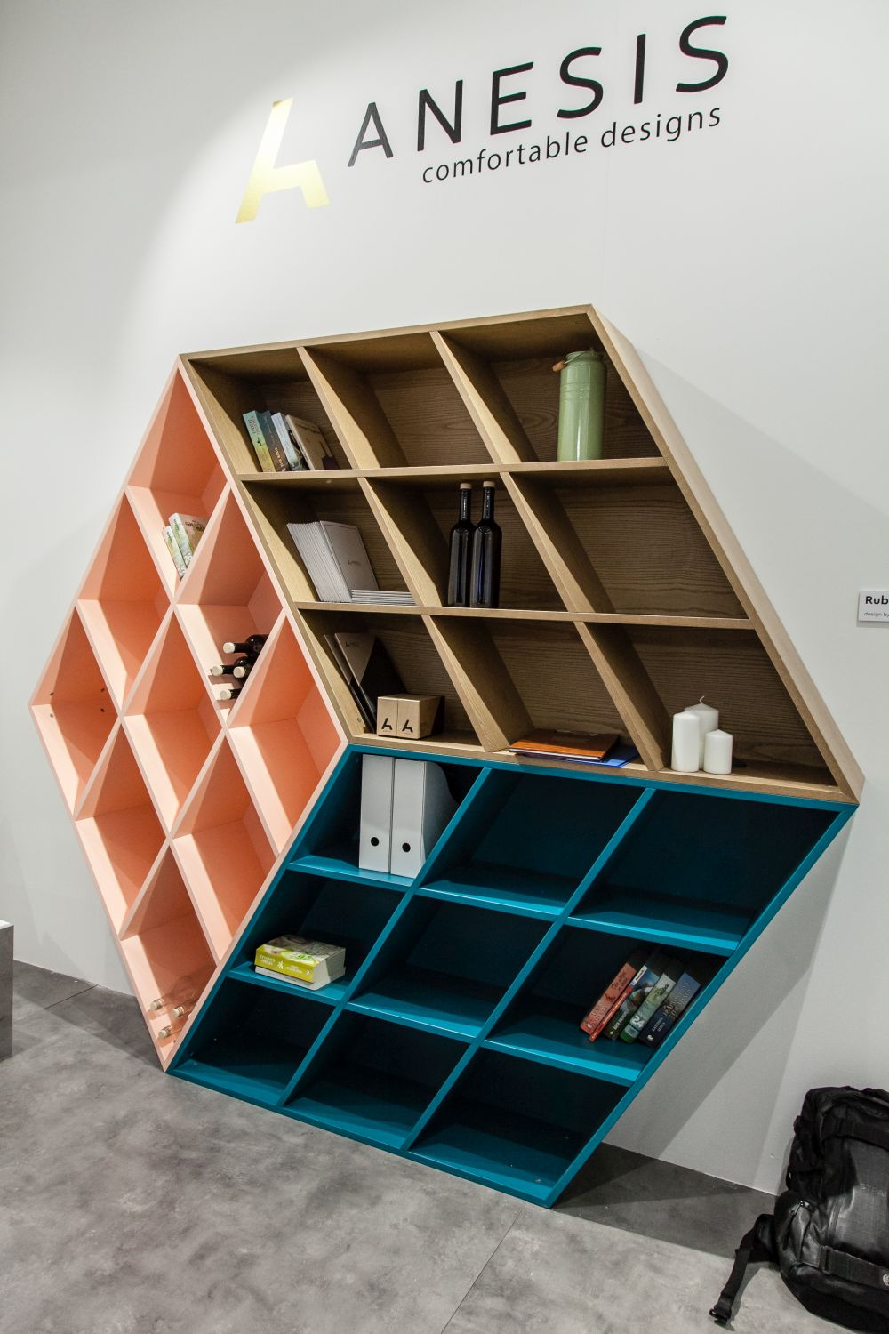 Unique and colofrul bookshelf geometric honeycomb design