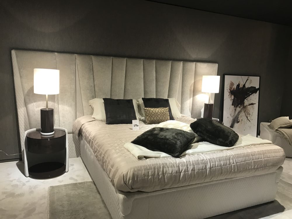 Upholstered gray bedroom headboard
